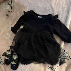 Adorable Black Baby Dress with Shoes